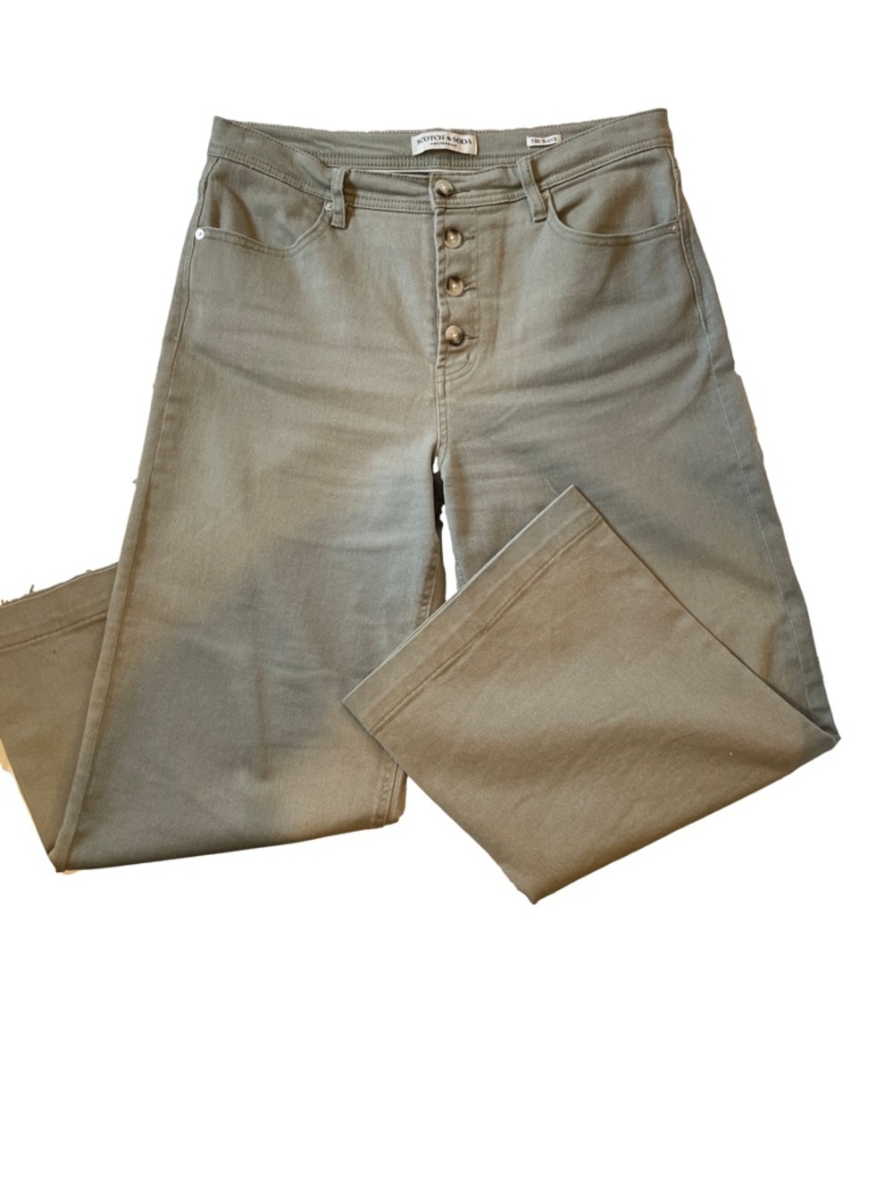 Scotch & Soda Olive-Green 'The Wave' Button-Fly Jeans